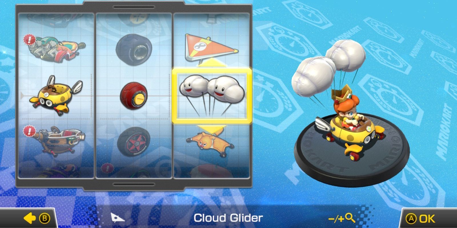 Mario Kart Baby Daisy Biddybuggy Roller and Cloud Glider