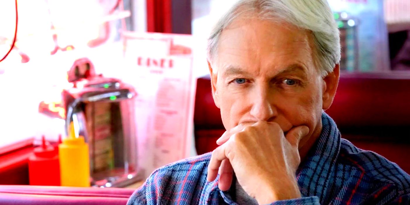 Mark Harmon as Gibbs covering his mouth at a diner in NCIS