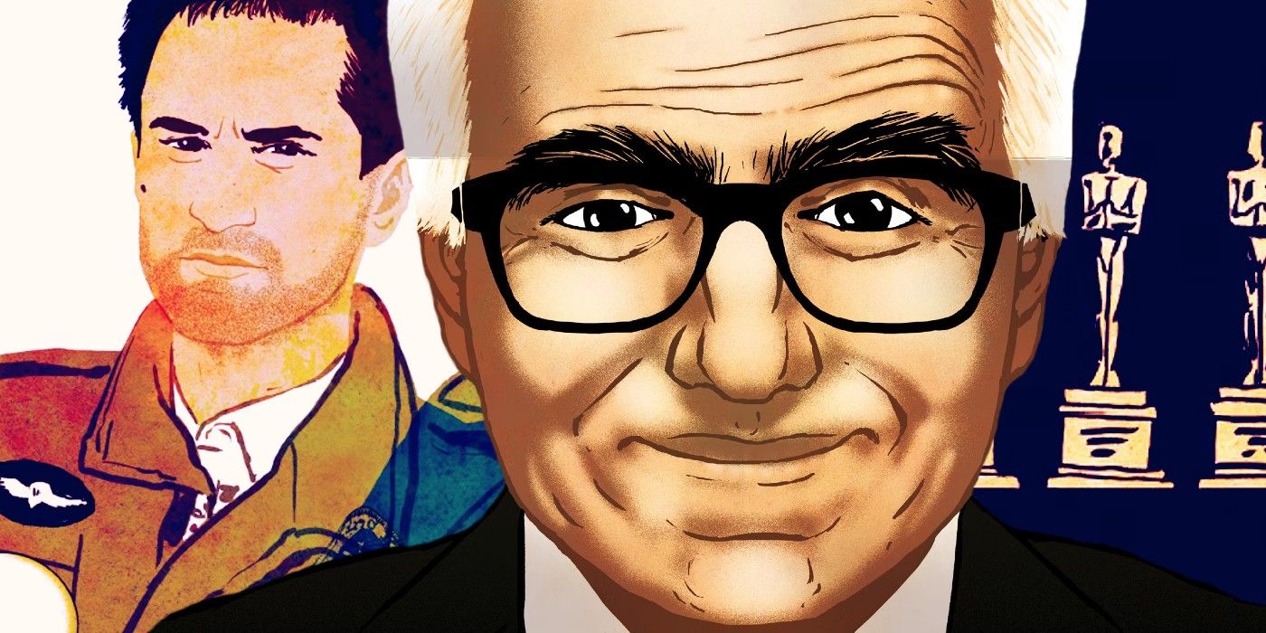 MARTIN SCORSESE COMIC ART WITH TAXI DRIVER'S TRAVIS BICKLE IN BACKGROUND