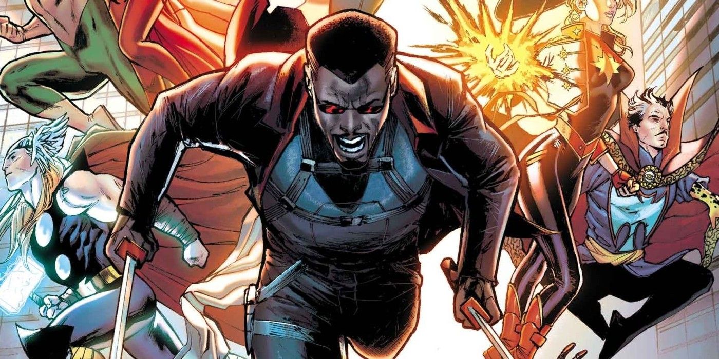 Image of Blade leading a group of Marvel heroes.