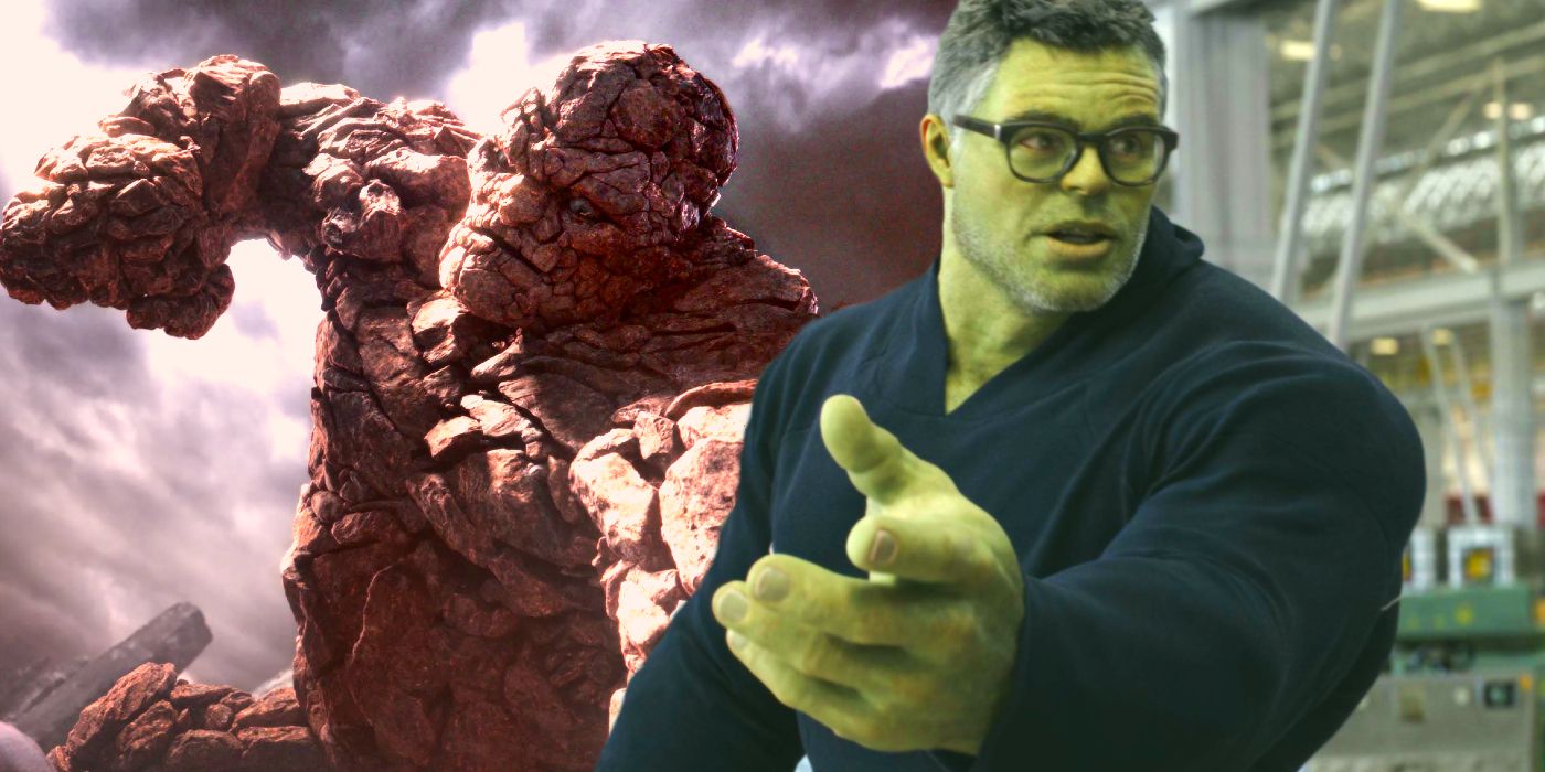 Split image of the Thing in Fantastic Four (2015) and Mark Ruffalo as the Hulk in Avengers: Endgame (2019)