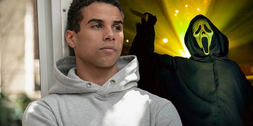 Mason Gooding as Chad Meeks-Martin in Scream VI with Ghostface