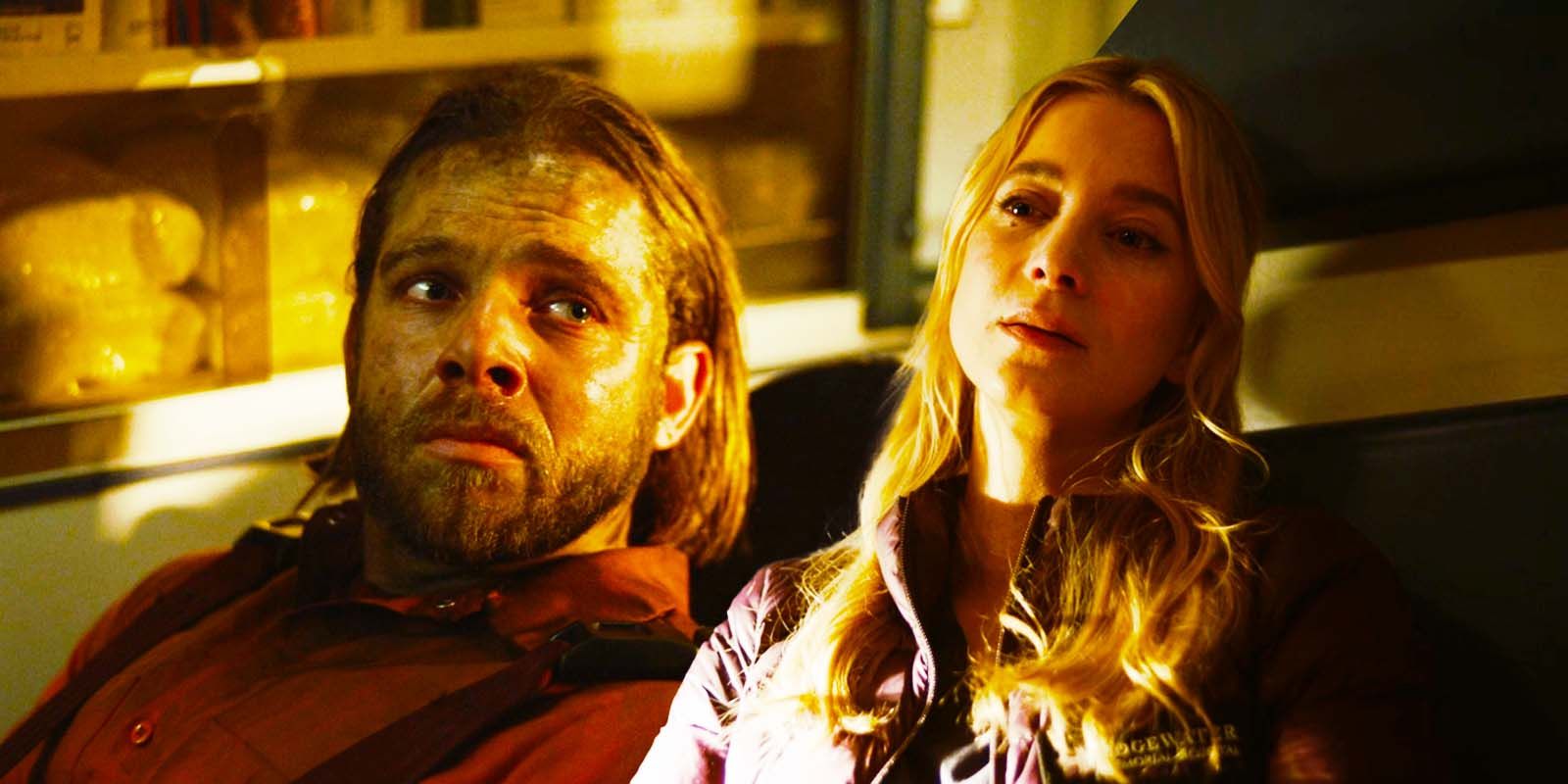 Max Thieriot as Bode Leone and Sabina Gadecki as Cara in Fire Country season 2, episode 4