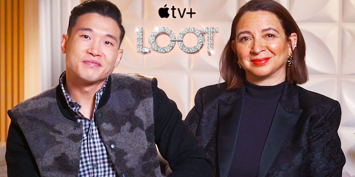 Edited image of Maya Rudolph & Joel Kim Booster during Loot interview