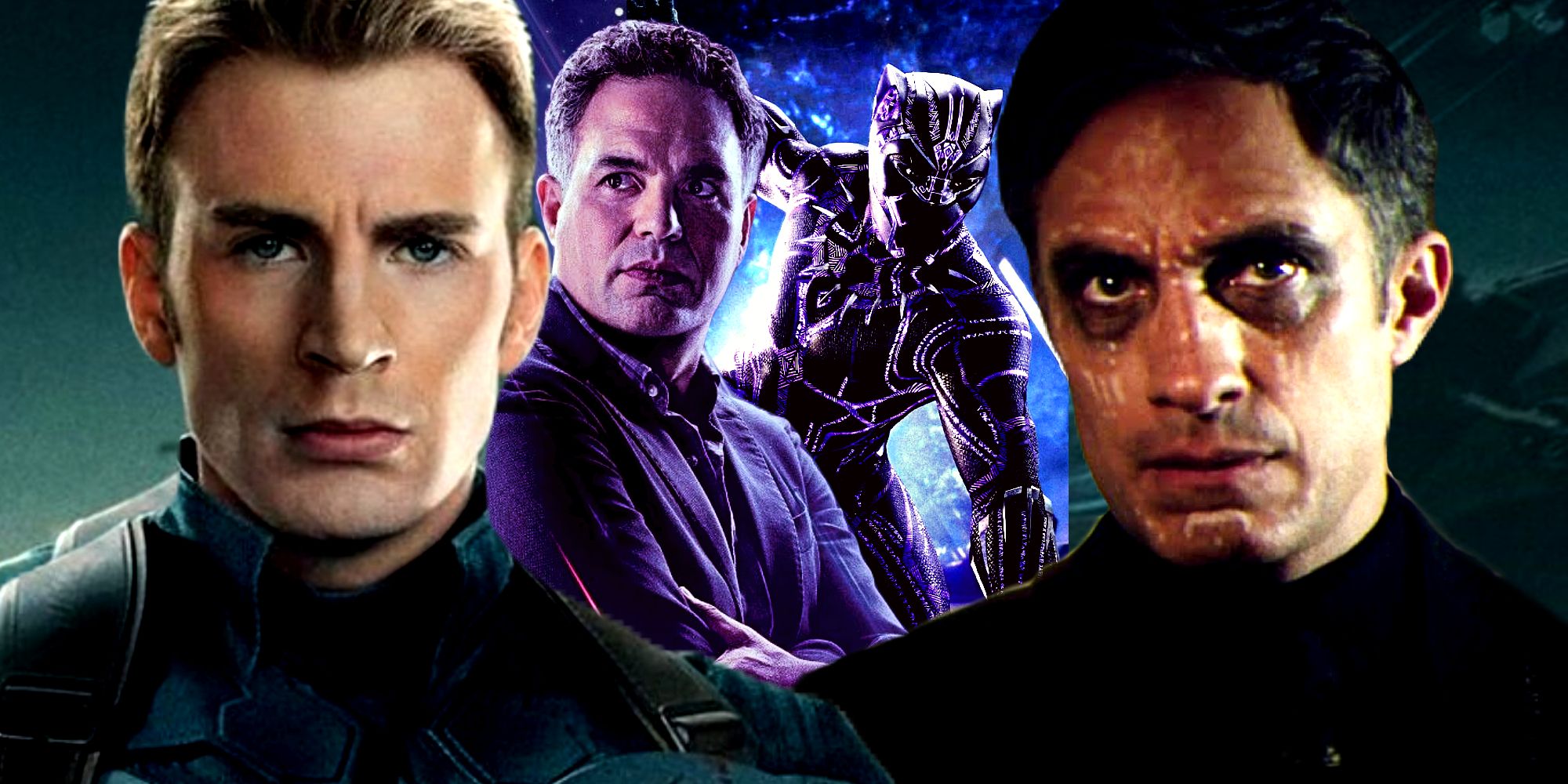 MCU Heroes Steve Rogers, Bruce Banner, Black Panther, and Werewolf by Night