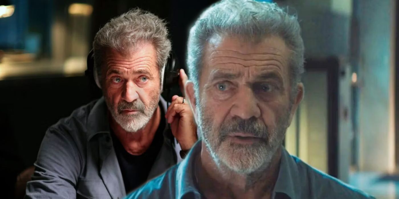 Mel Gibson listening to a caller and speaking in On The Line