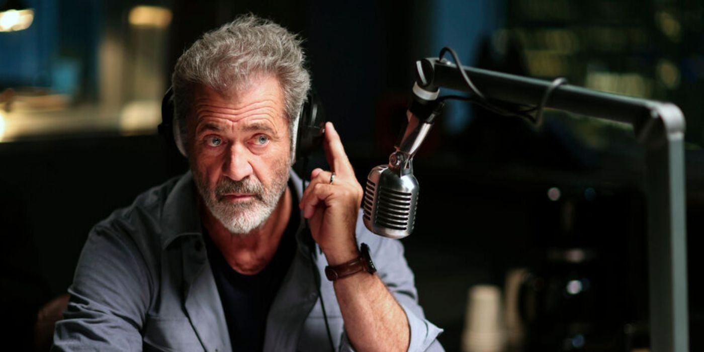 Mel Gibson listens intently to a caller in On The Line.