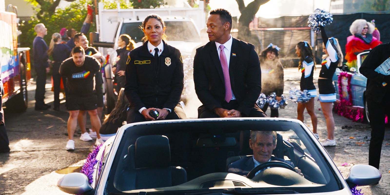 Merle Dandridge as Chief Natasha Ross and Emerson Brooks as Mayor Robel Osman in Station 19 season 7, episode 3