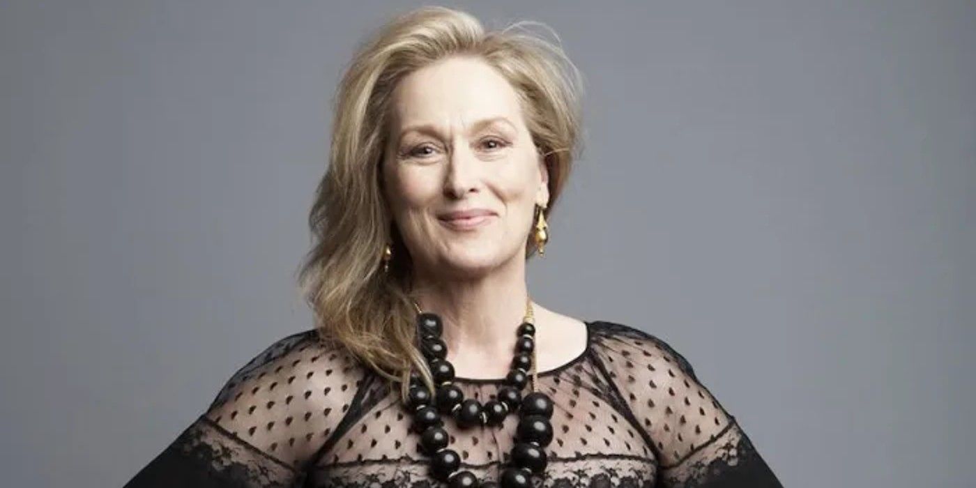 Meryl Streep tiro na cabeça sorrindo