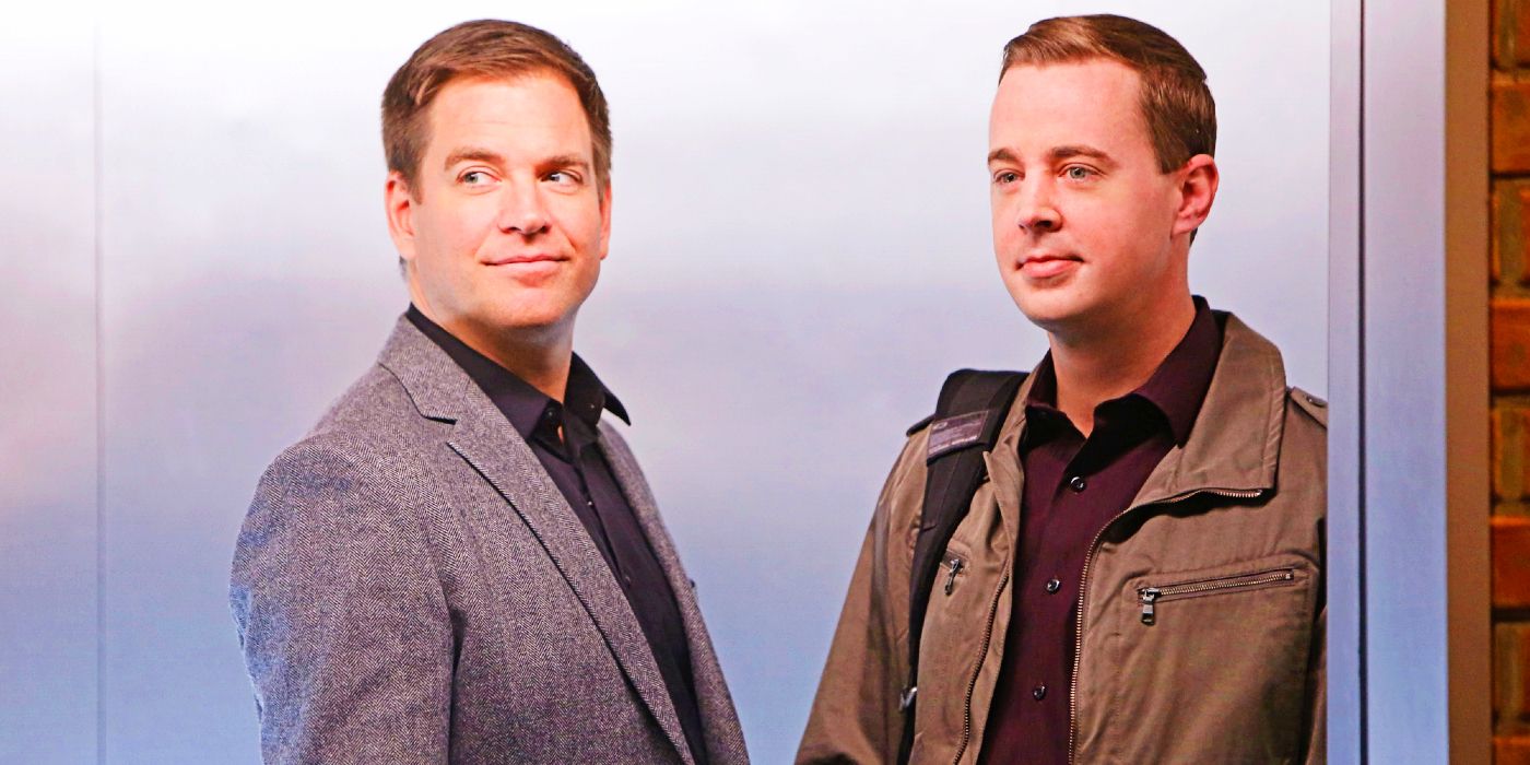 Michael Weatherly as DiNozzo and Sean Murray as McGee looking out a window in NCIS