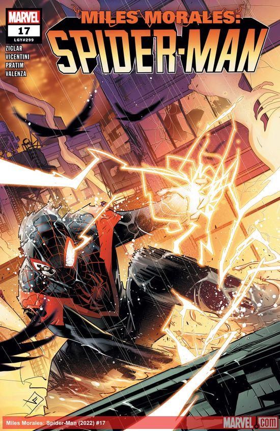 Miles Morales crouches with a venom blast crackling in his hand.