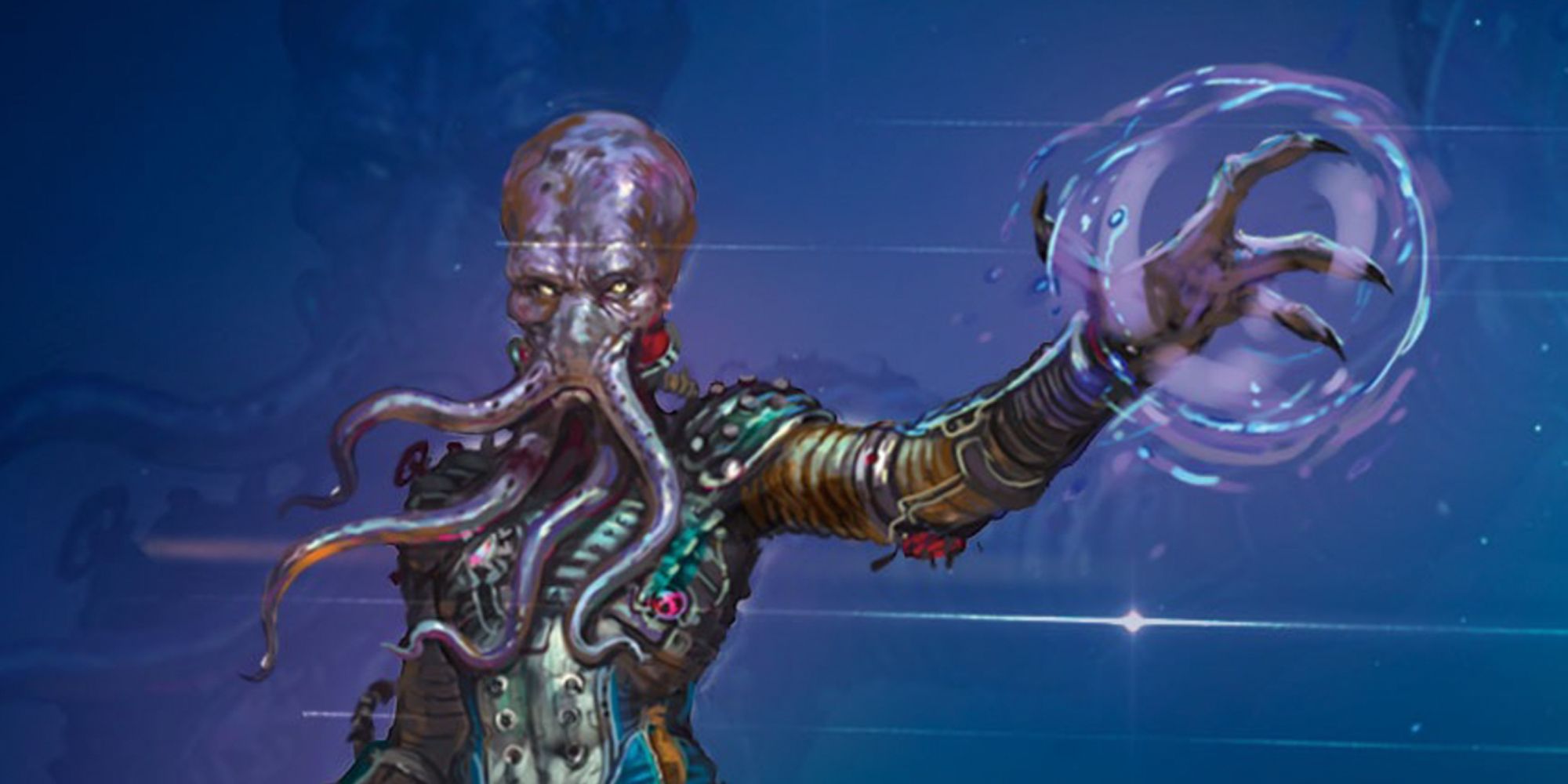 A mindflayer in futuristic armor from D&D book Quests from the Infinite Staircase