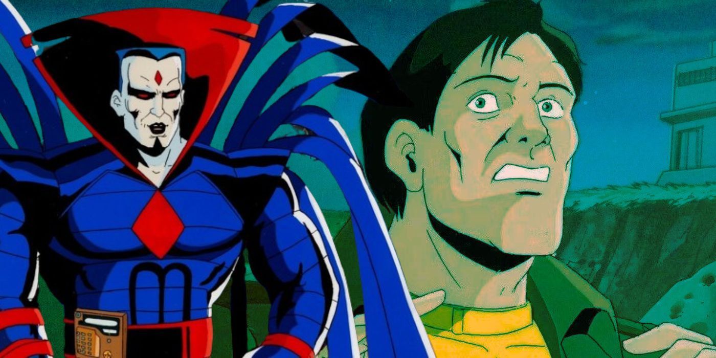Mister Sinister looking sideways and Morph gazing in fear in X-Men The Animated Series