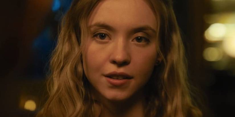 Sydney Sweeney looks directly in the camera in The Voyeurs