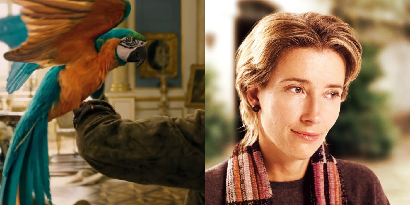 Split image of Polynesia in Dolittle and Emma Thompson in Love Actually