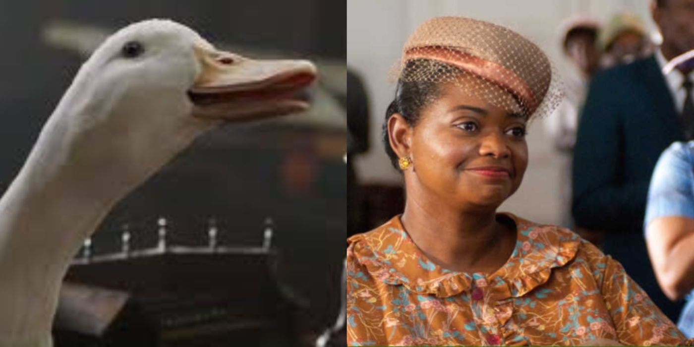 Split image of Dab in Dolittle and Octavia Spencer in The Help