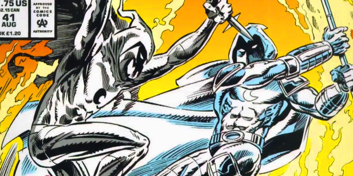 Moon Knight lutando contra seu doppelganger Moon Shade na Marvel Comics