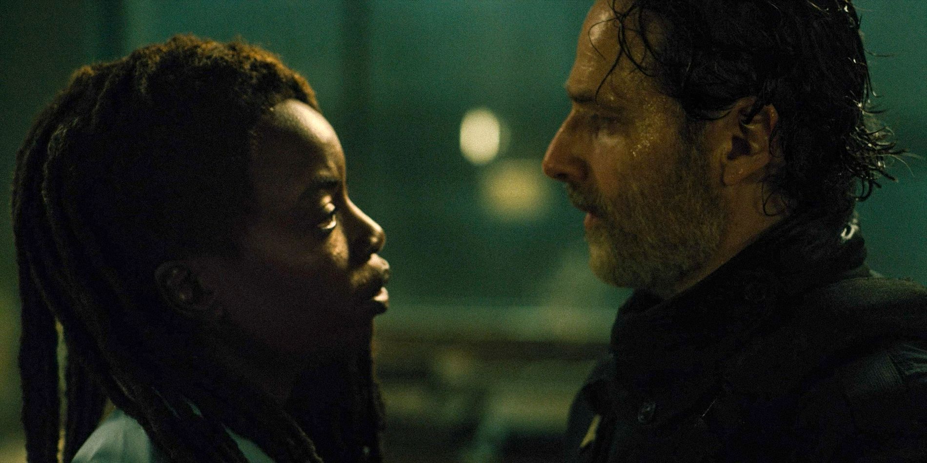 Michonne and Rick arguing in The Walking Dead: The Ones Who Live.