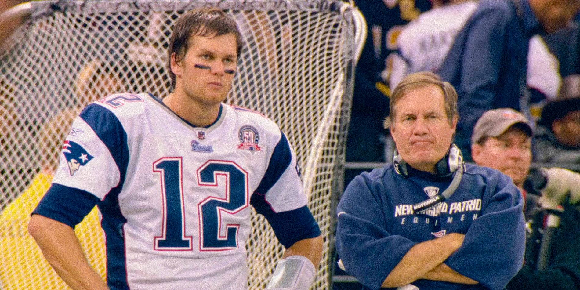 Tom Brady and Bill Belichick watching a match in The Dynasty England Patriots