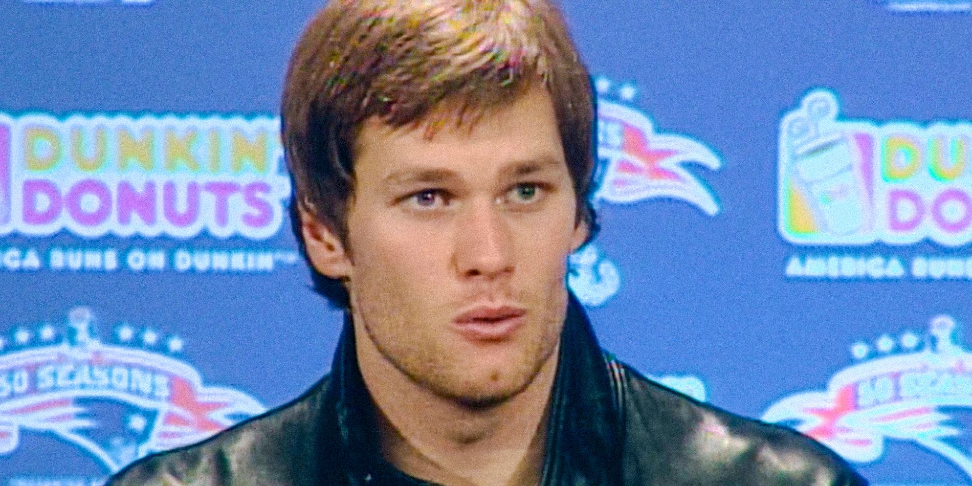 Tom Brady giving an interview in The Dynasty England Patriots