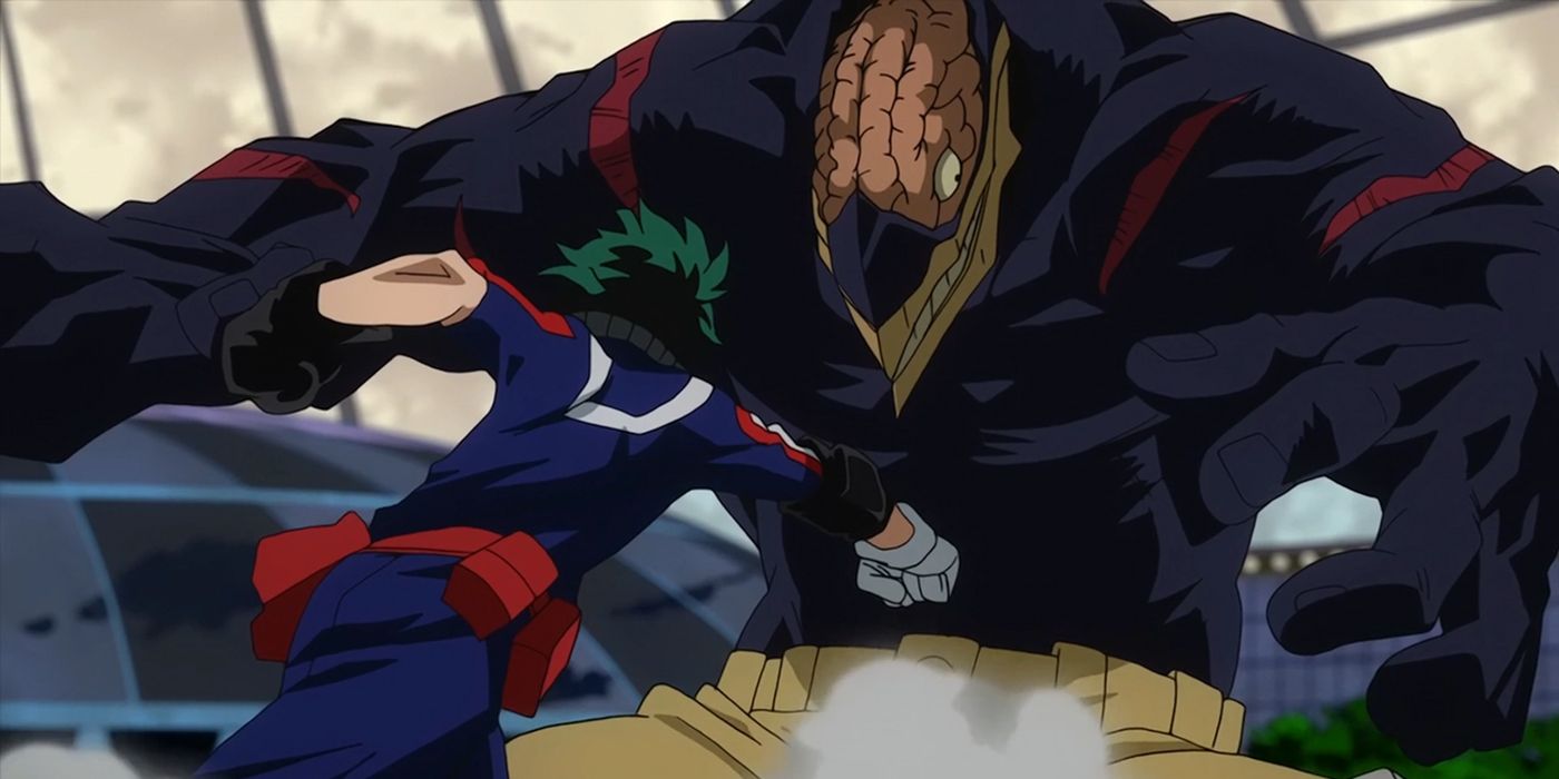 My Hero Academia: O USJ Nomu absorve o golpe do golpe de Deku.