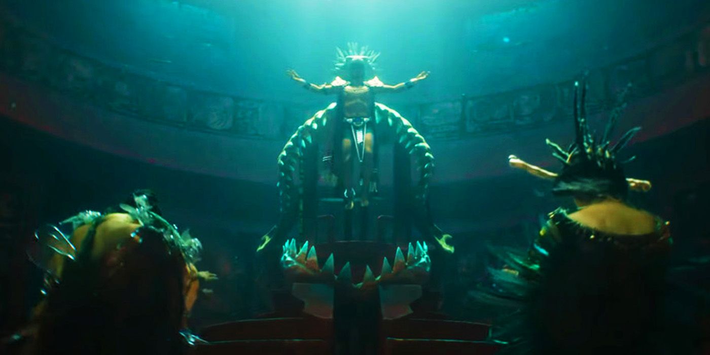 Namor with the throne of Talokan in Black Panther Wakanda Forever