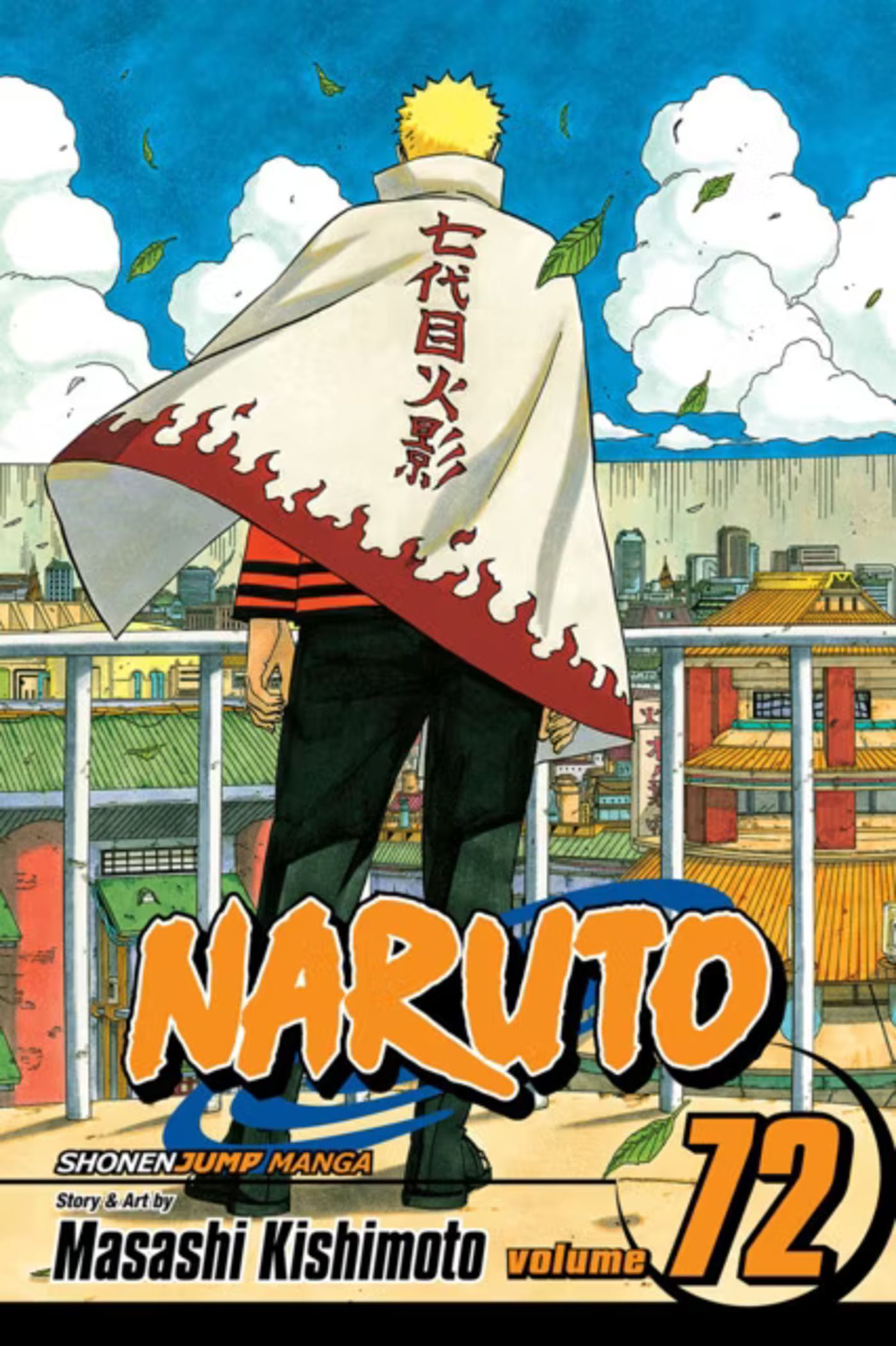 Naruto Volume 72 - Hokage Naruto olhando para a vila de Konoha