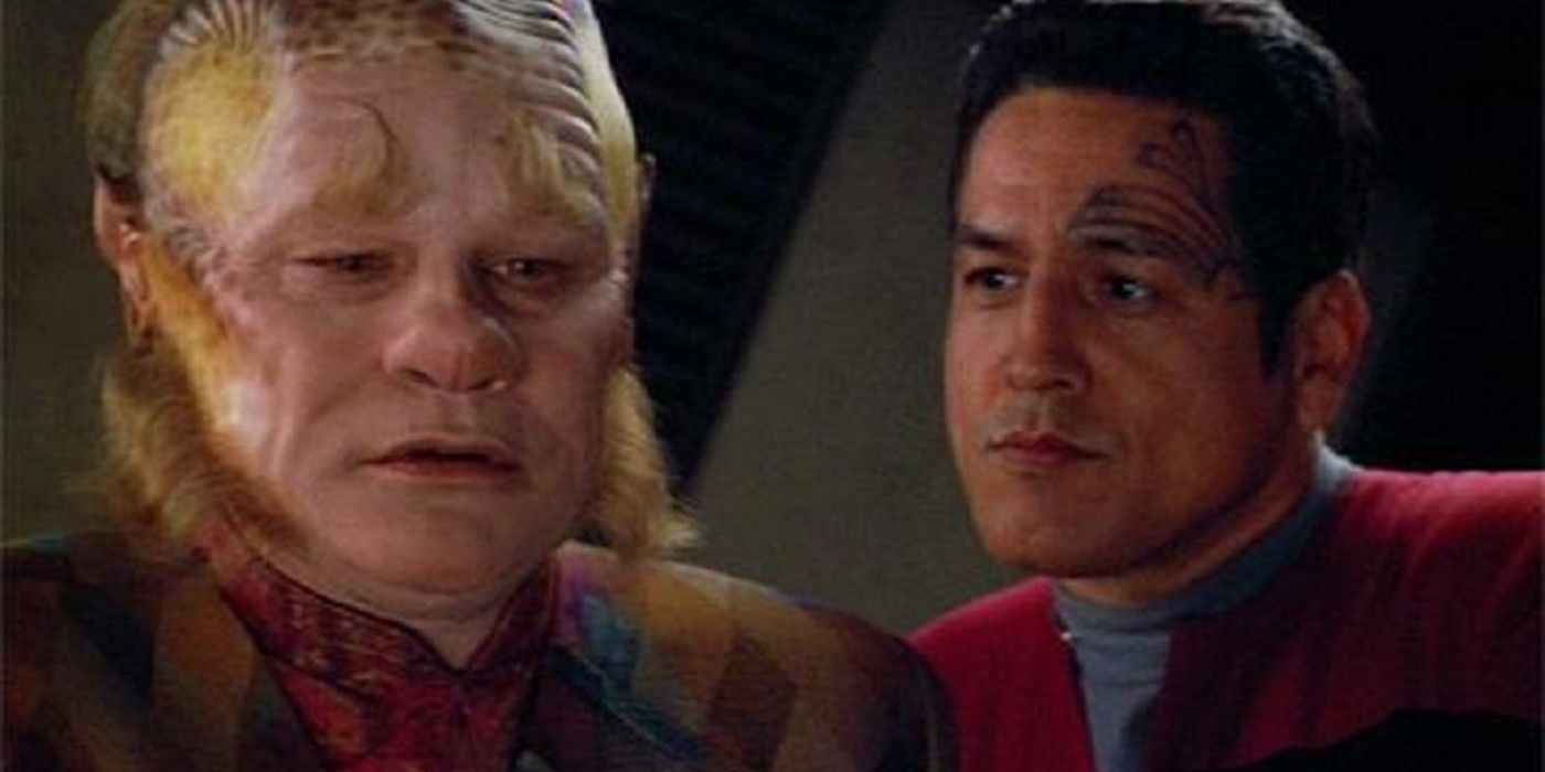 A close-up of the conversation between Neelix and Chakotay in the episode “Star Trek: Voyager” "Mortal Shell"