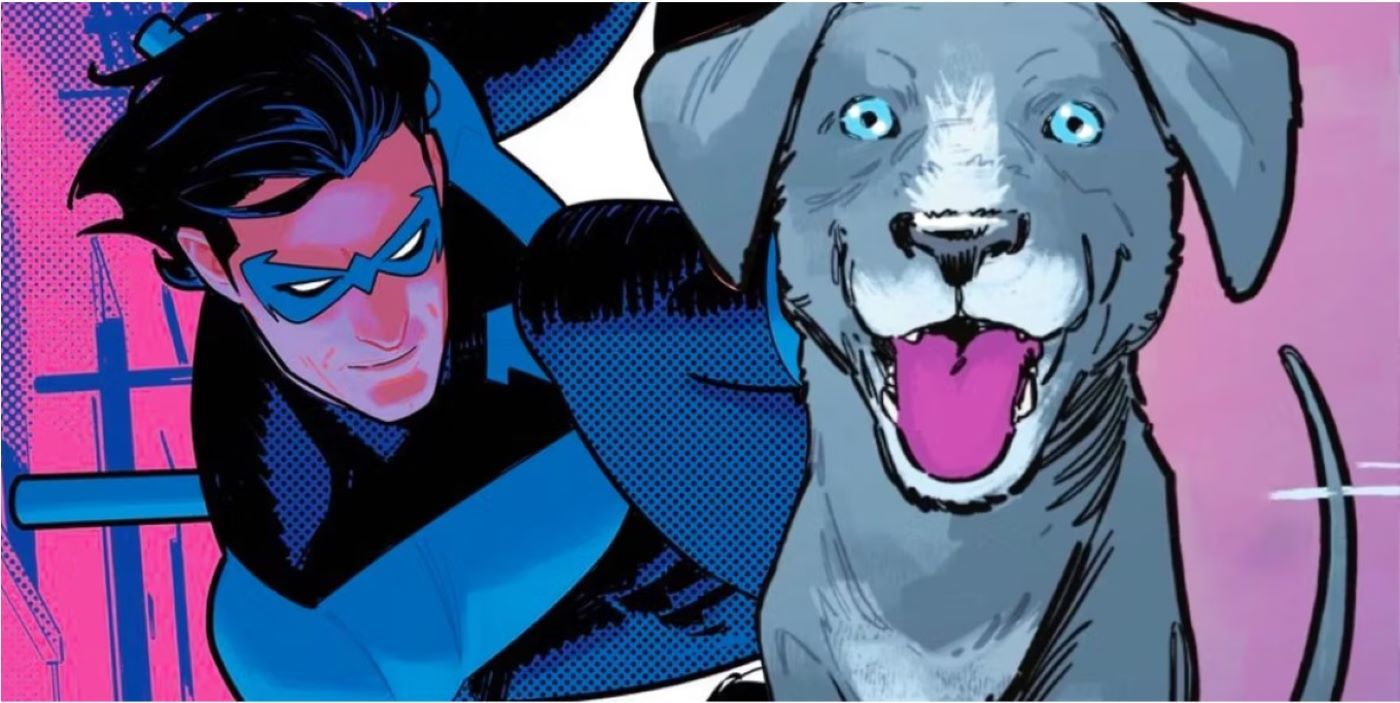 Nightwing Dick Grayson and Haley his dog puppy