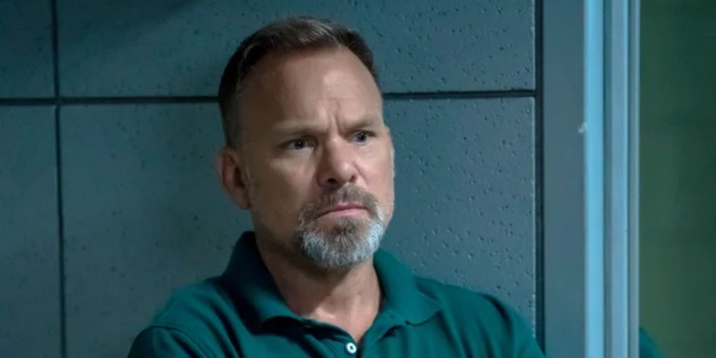 Norbert Leo Butz as Norbert Bryl looking stern in Justified City Primeval.