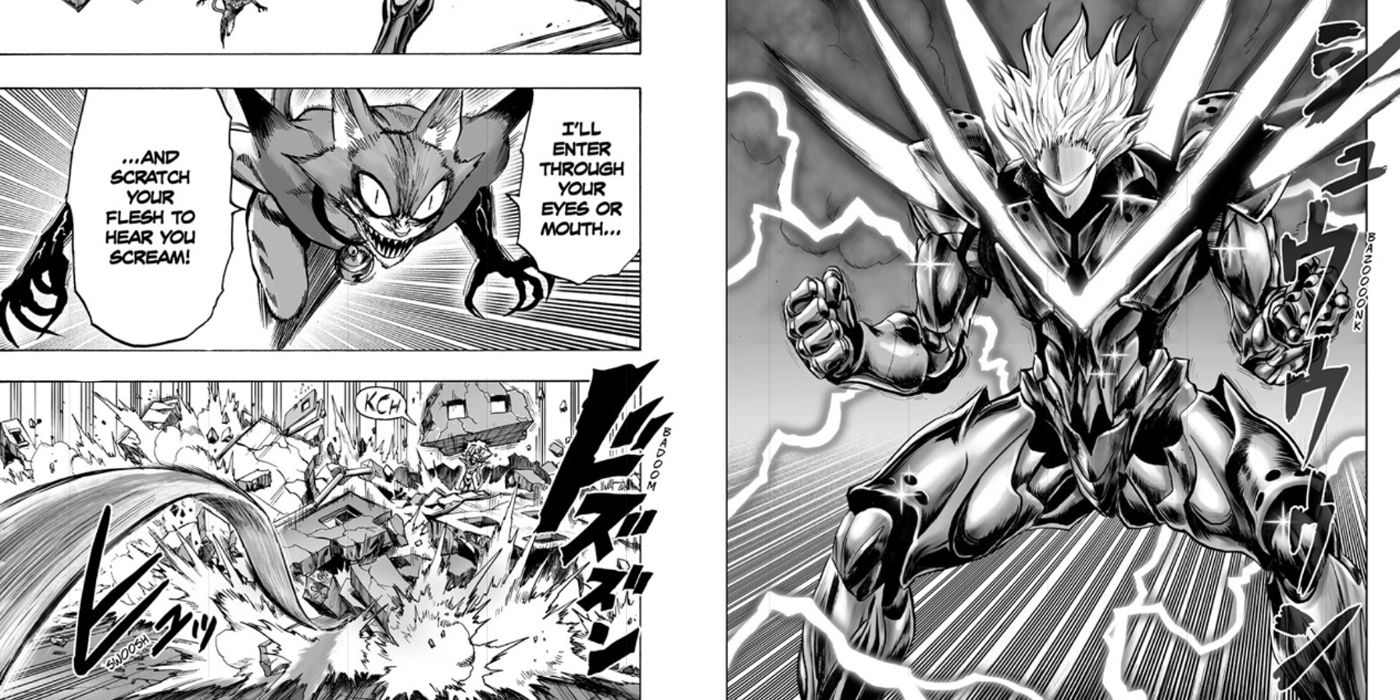 One-Punch Man: Drive Knight entra no modo Gold para lutar contra Nyaan, um monstro gato.