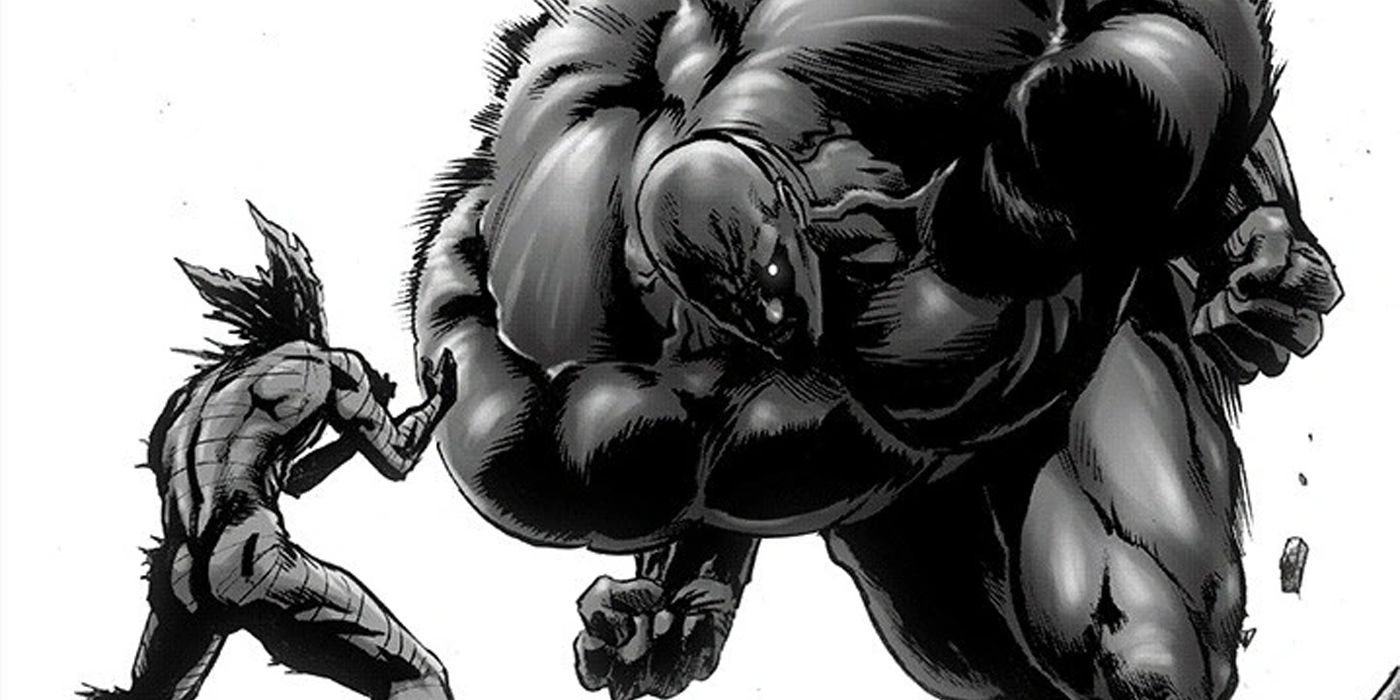 One-Punch Man: Blackluster ataca Garou.