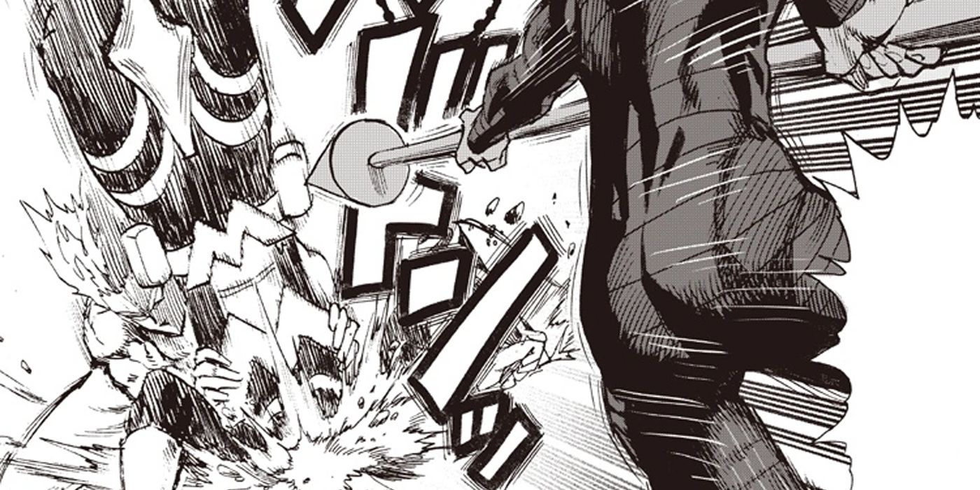 One-Punch Man: Garou derrota Wildhorn e o usa como escudo humano.