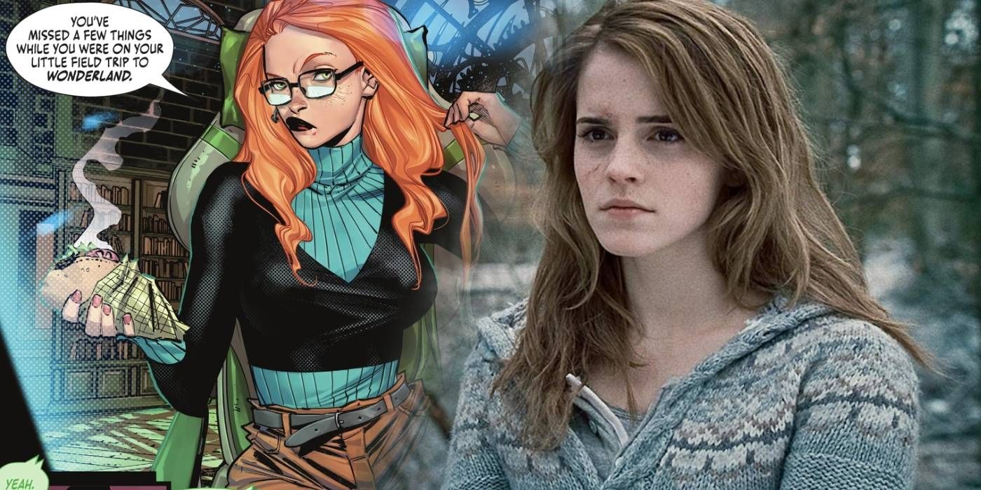 Oracle from DC comics next to Emma Watson as Hermione from Harry Potter