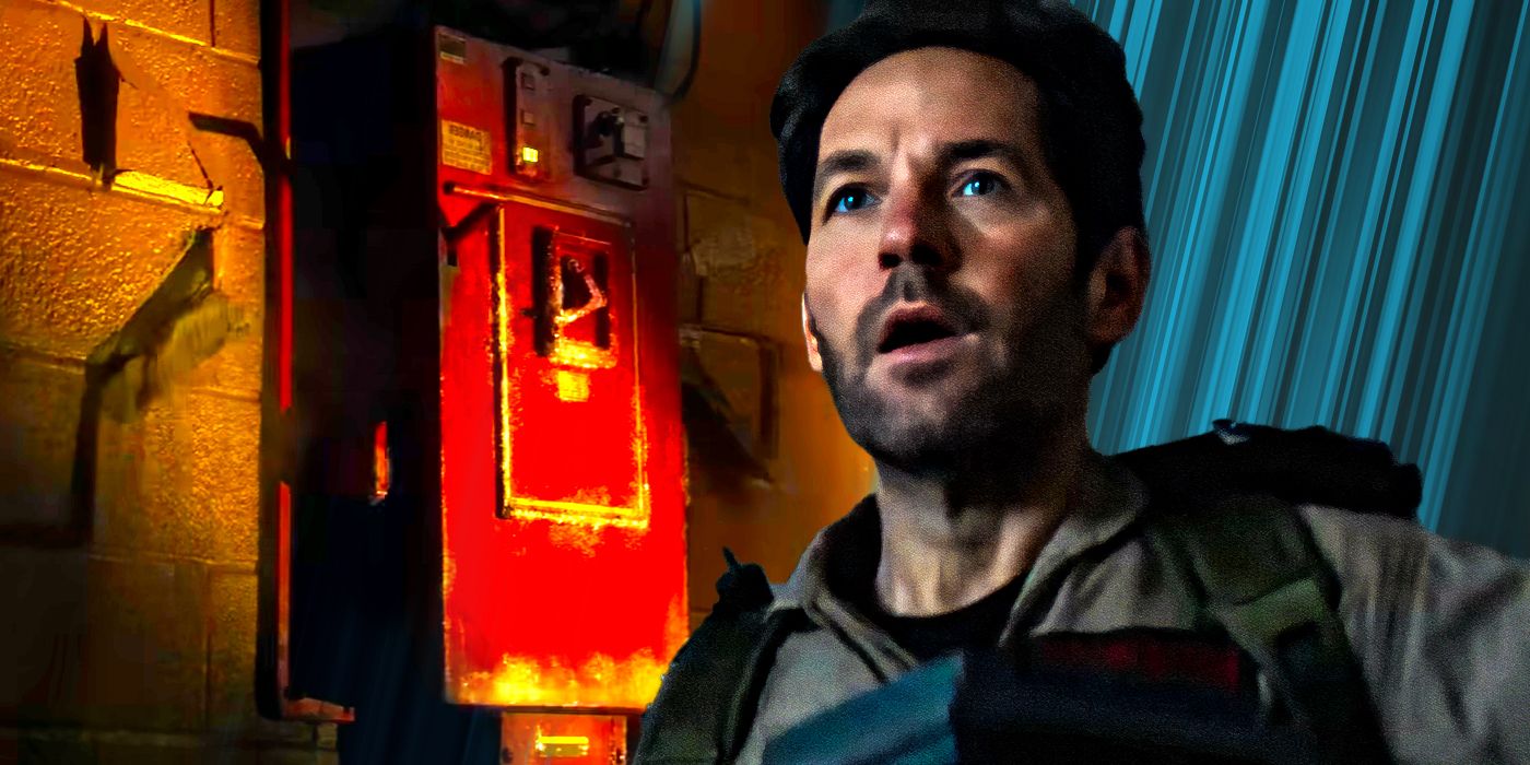 Paul Rudd as Gary looking at the containment unit in Ghostbusters Frozen Empire