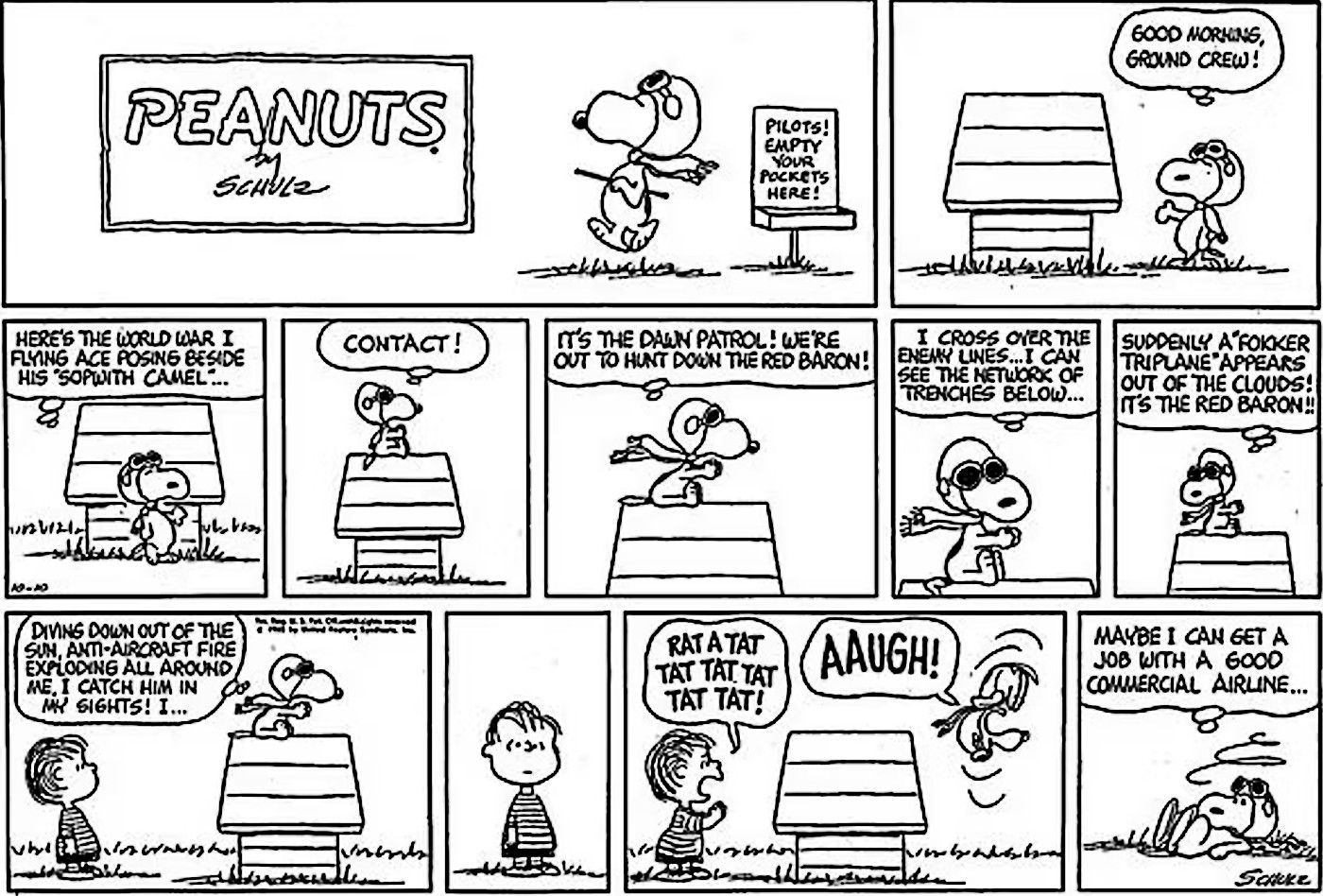 Peanuts, Snoopy vs. the Red Baron strip