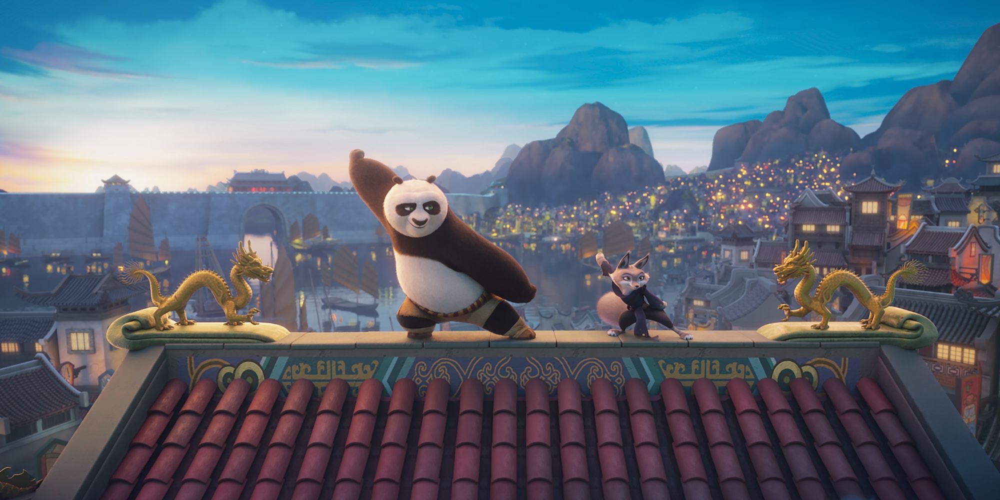 Po and Zhen flex their kung fu skills in Kung Fu Panda 4
