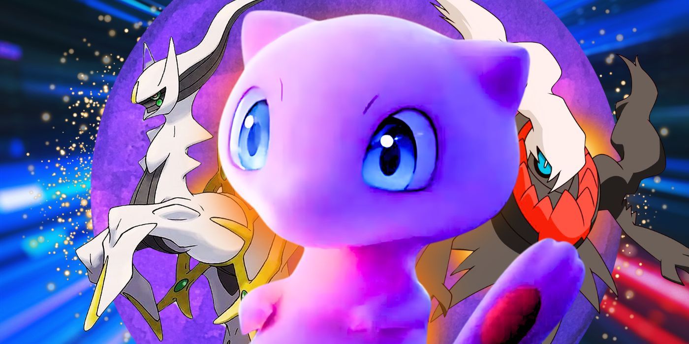 Pokémon images of Darkrai, Mew, and Arceus