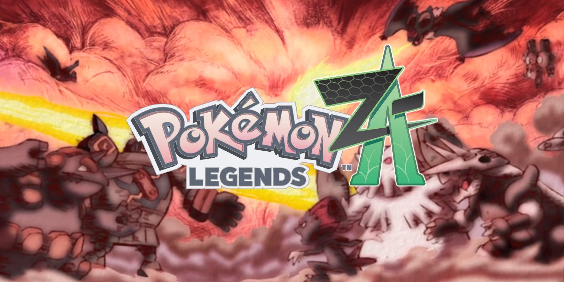The logo for Pokémon Legends: Z-A with an illustration of Pokémon fighting in the ancient Kalos war in the background.