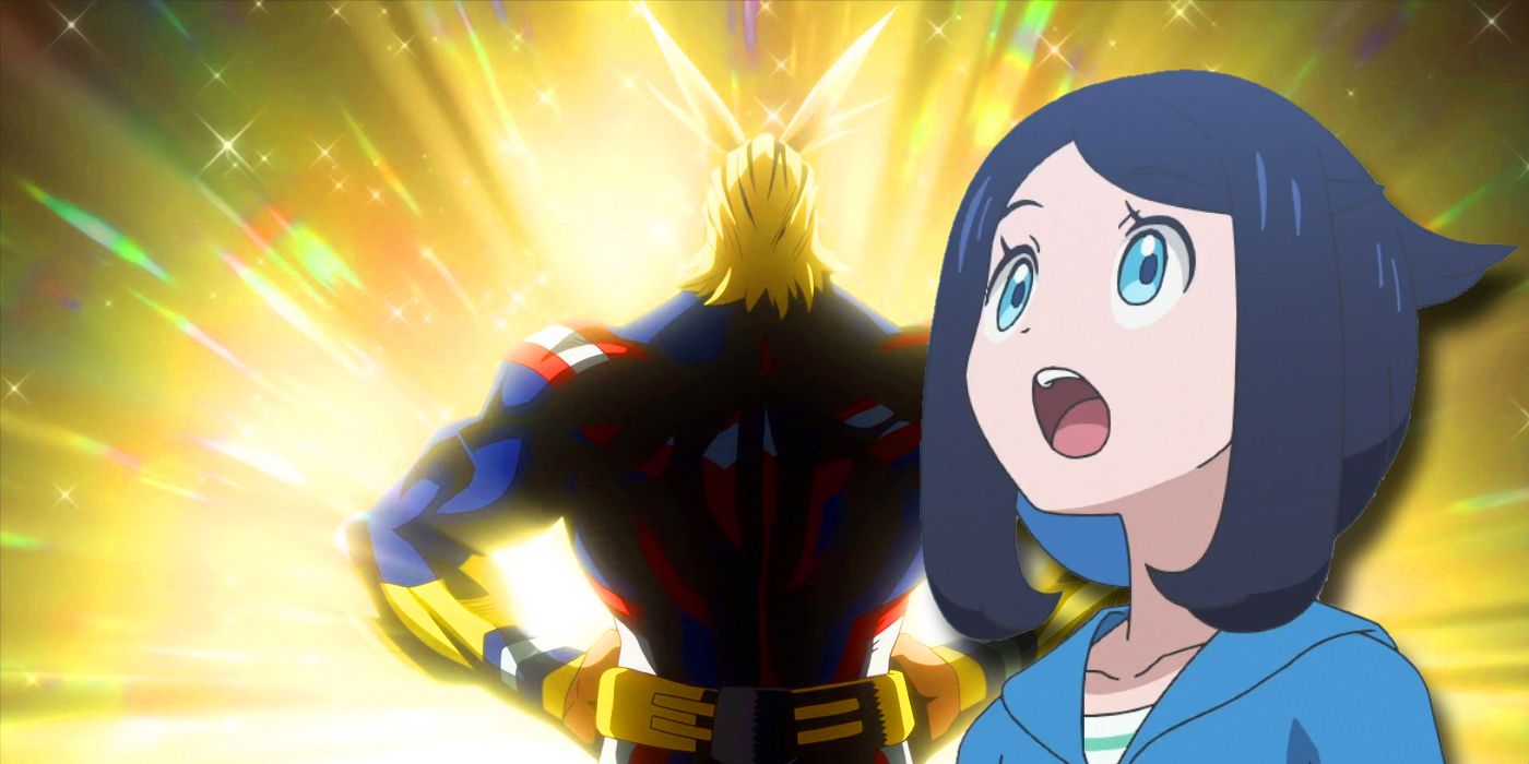Pokemon's Liko looking amazed in front of My Hero Academia's All Might