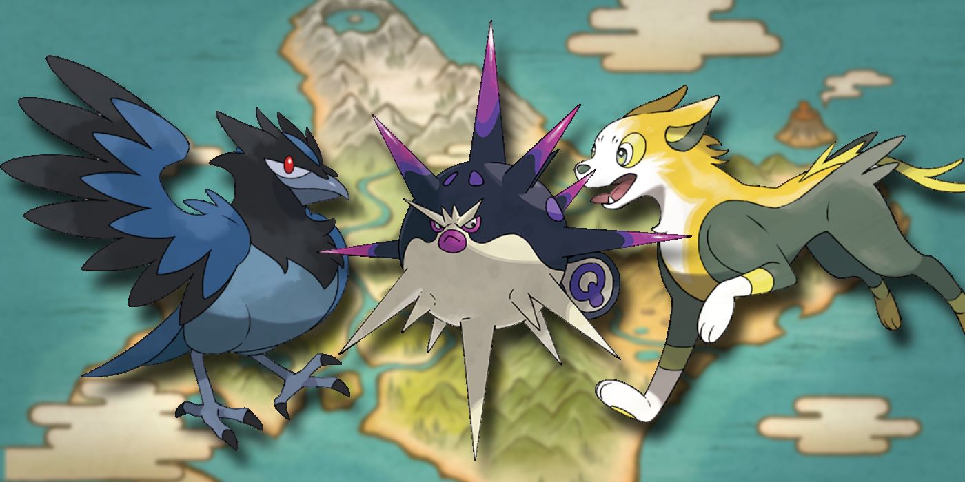 Pokemon who do not appear in the anime (L to R Corvisquire, Overqwil, Bolthund)