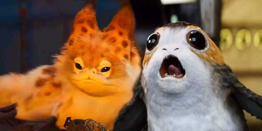 A tooka from Ahsoka next to a screaming porg from Star Wars: Episode VIII - The Last Jedi