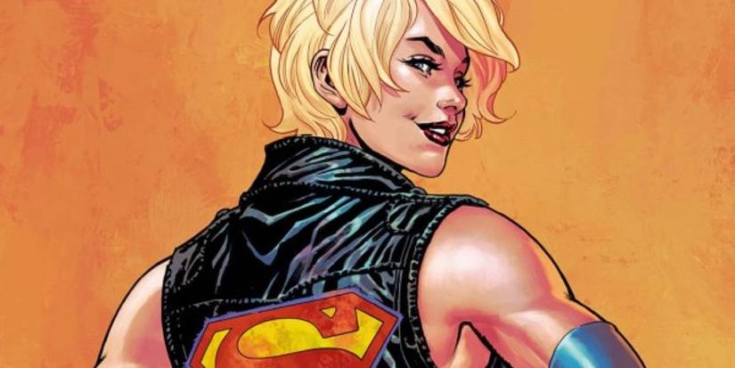 Power Girl #9 variant cover of Paige wearing leather superman jacket vest