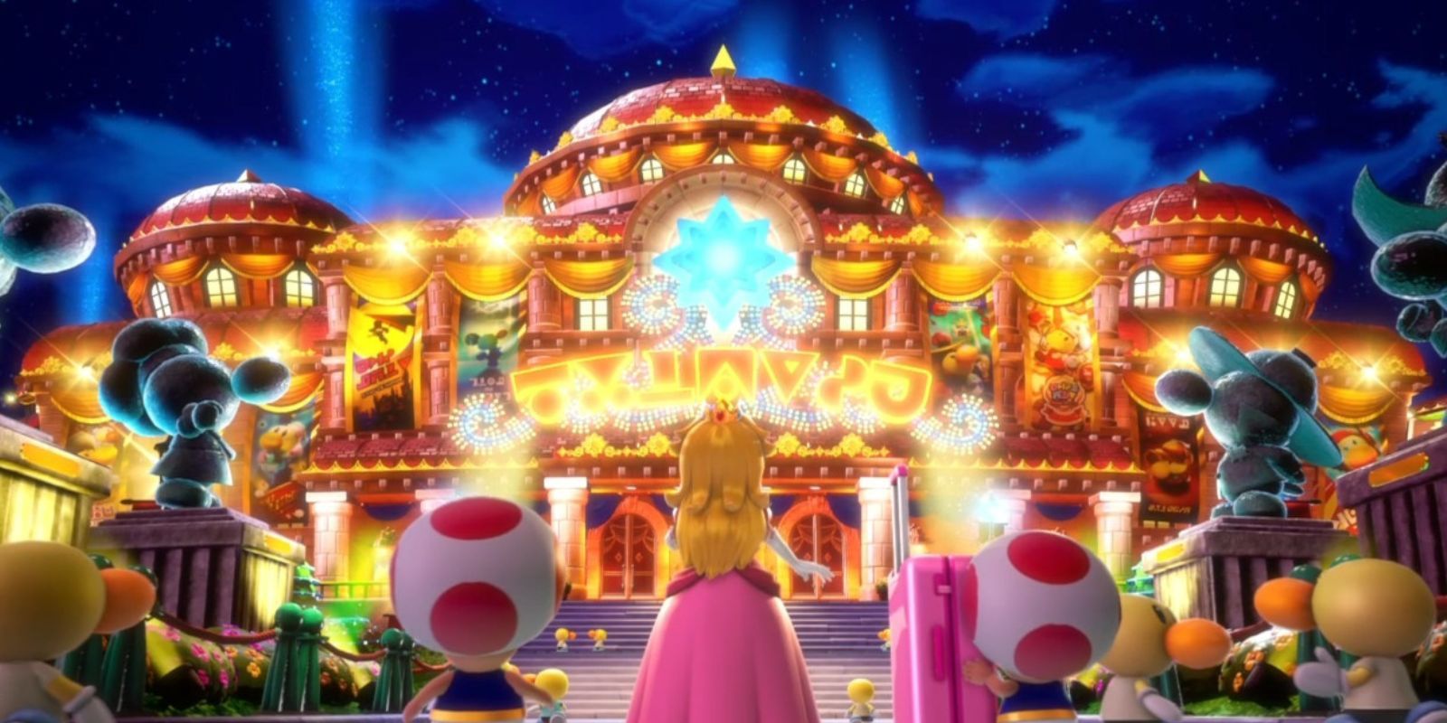 Princess Peach Showtime image of peach arriving at the Sparkle Theater