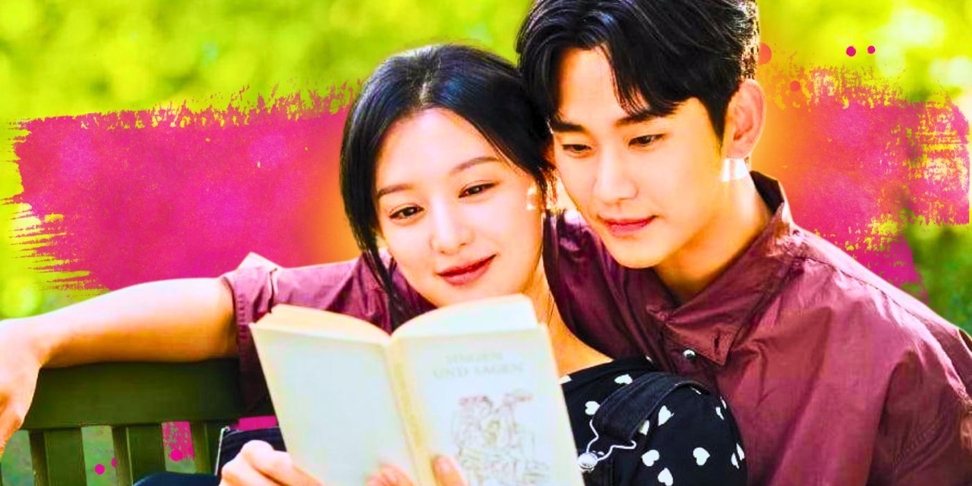 Custom image of Kim Soo-hyun and Kim Ji-won reading a book in Queen of Tears