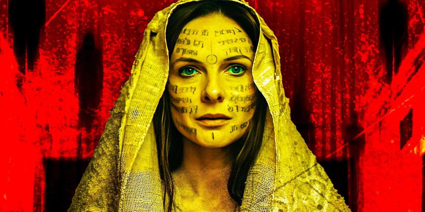 Rebecca Ferguson as Lady Jessica in Dune 2 with a red background