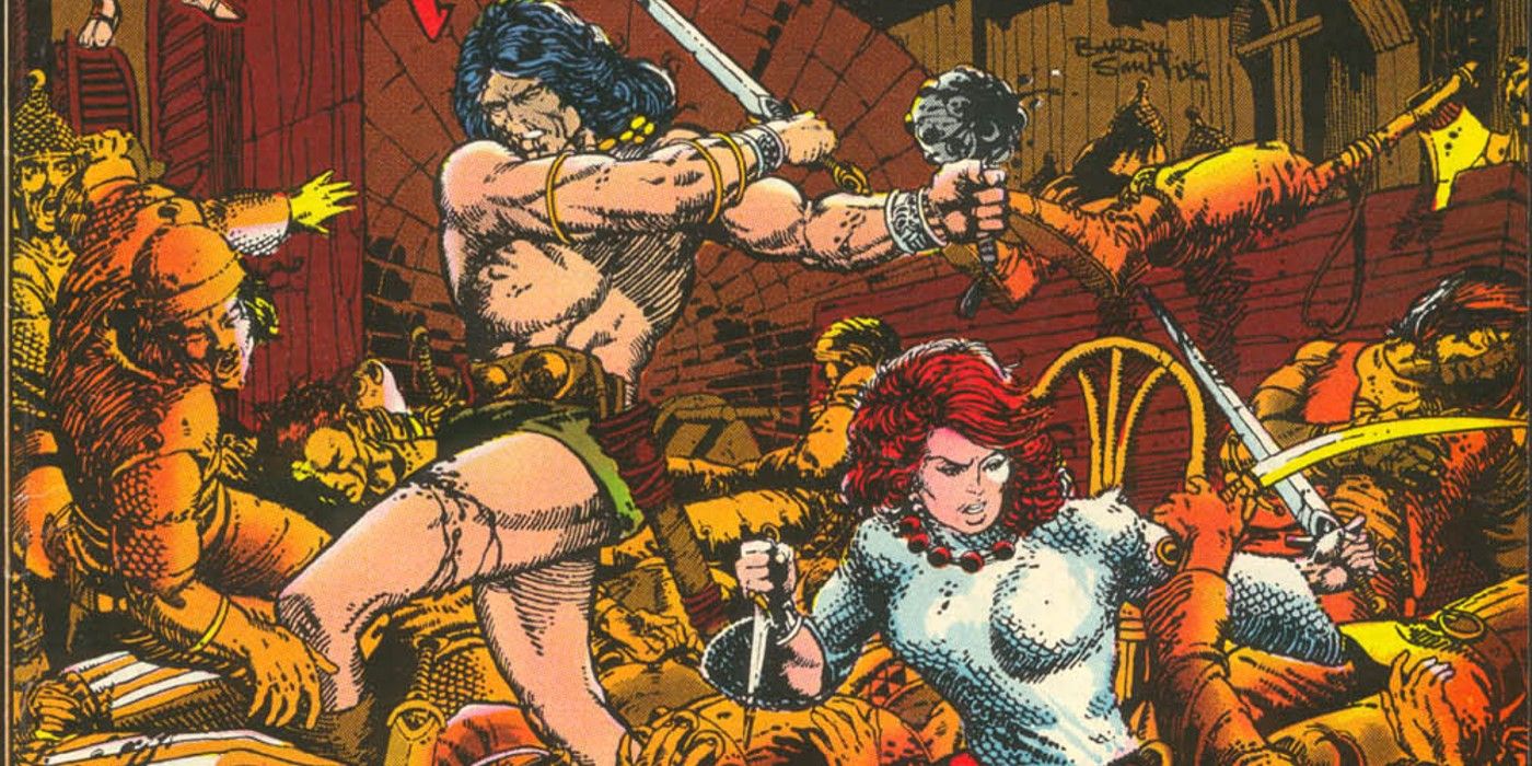 Image of Red Sonja and Conan fighting