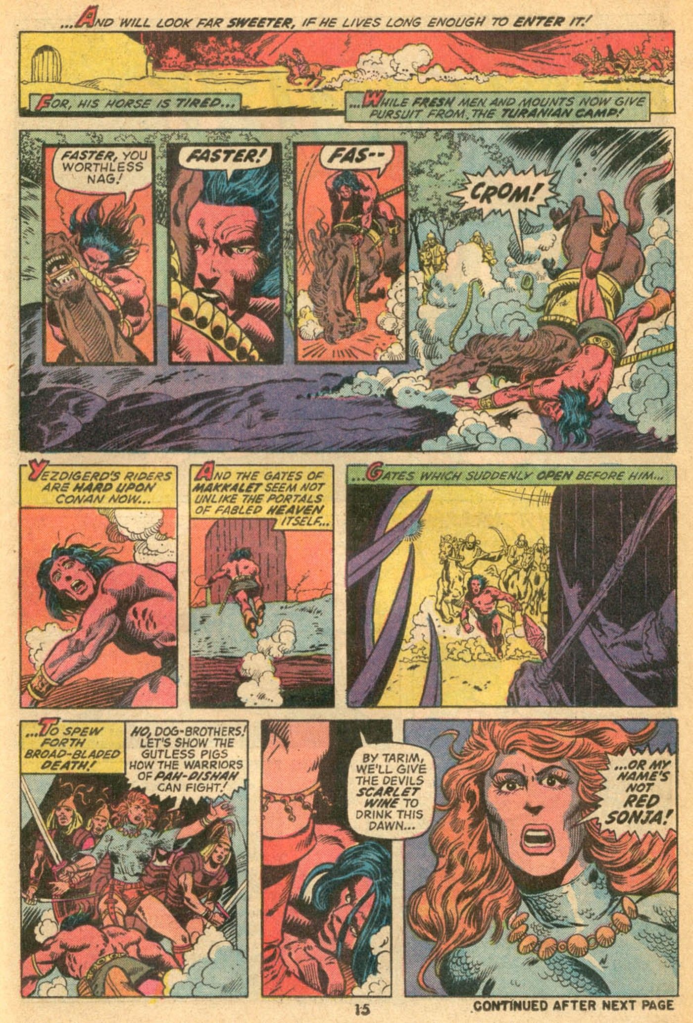 The first appearance of Red Sonja in comics form