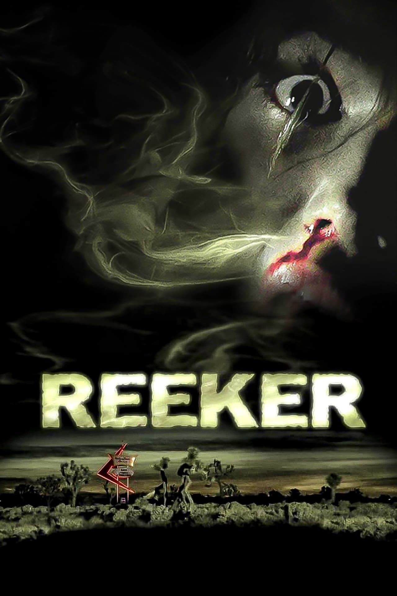 Reeker Movie Poster Showing A Corpse Flying in Smoke