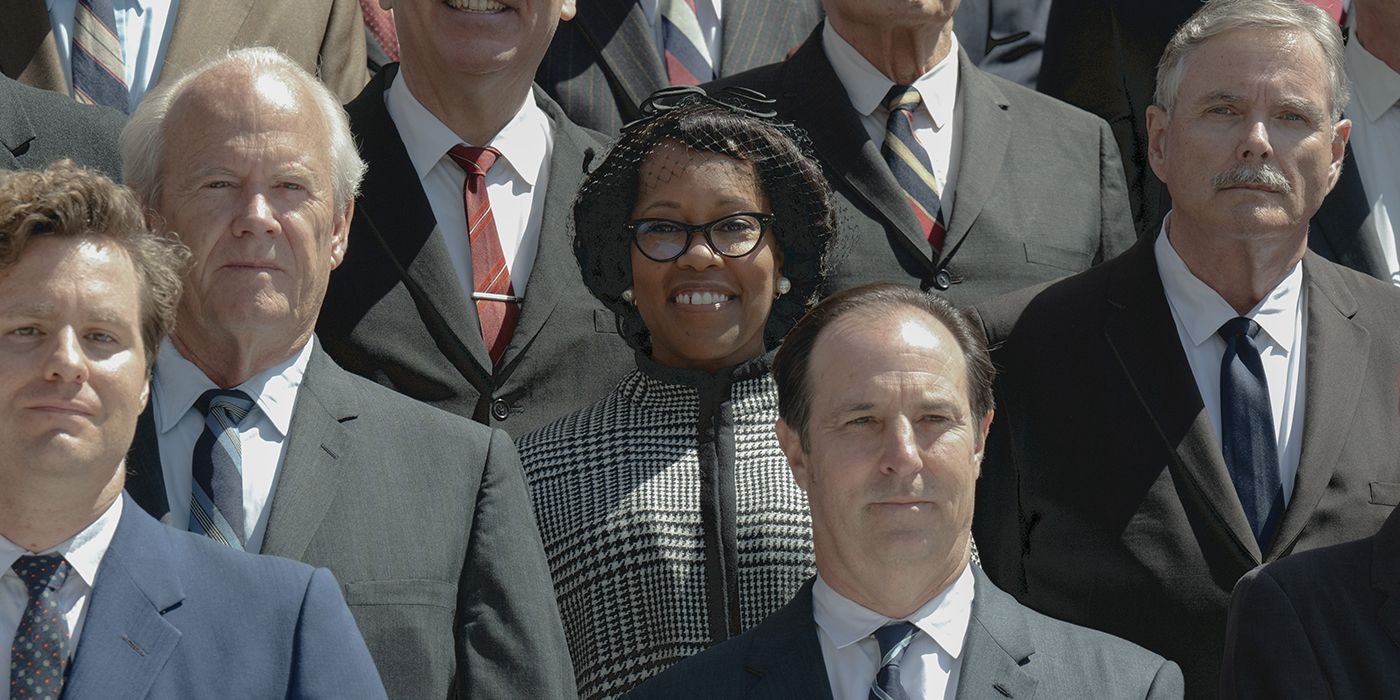 Regina King as Shirley smiling for Congress photo in Shirley